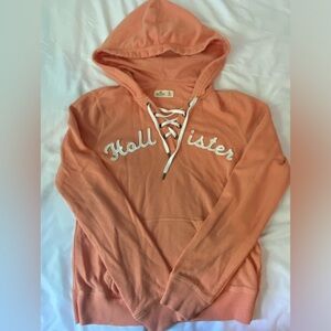 Hollister Coral Lace-Up Sweatshirt